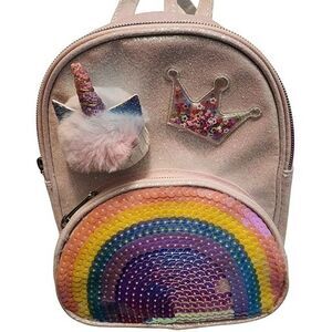 Children's Place Glitter Unicorn 3D Rainbow Mini Backpack Faux Fur NEW T…